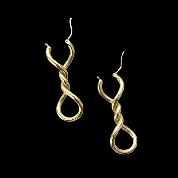 Milor Italy 14K Yellow Gold Polished Twist Dangle Earrings - Picture 6 of 9